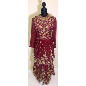 Indian Burgundy Outfit - 3 piece dress